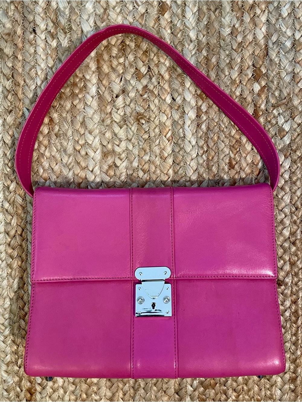Vintage Mulholland Genuine Leather Handbag Hot Pink/Fuchsia